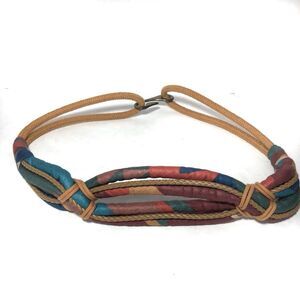 VTG 80s Belt Braided Fabric Brown Green Size Small 28" Waist 1980s